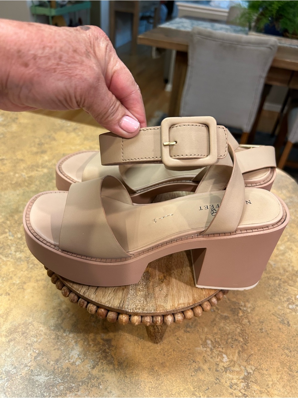 Naked Feet Iconoclost  Rosette Block Heel Sandal with Ankle Strap - Picture 8 of 15